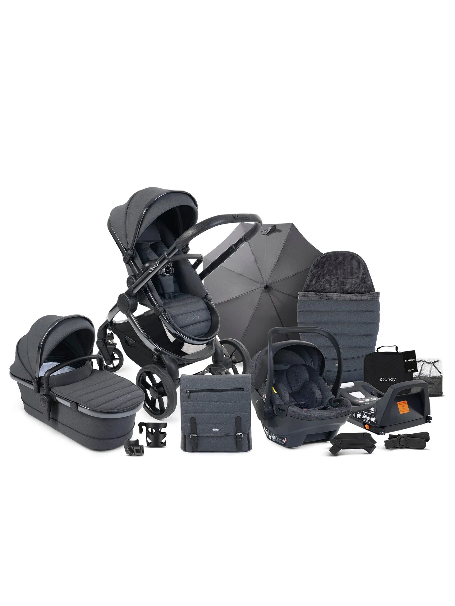 iCandy Peach 7 Complete Bundle with Cocoon Car Seat & Base - Dark Grey In Store Only