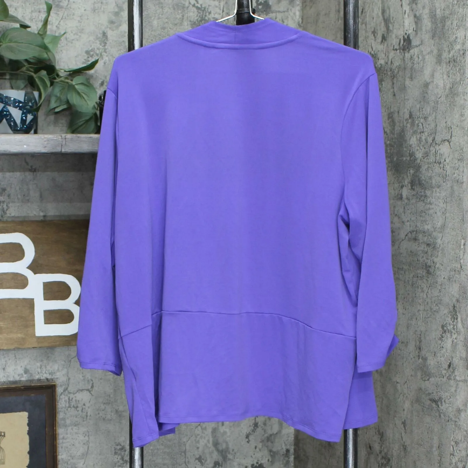 IMAN Plus Size Boho Chic Drape Front Cardigan Deep Purple 1X