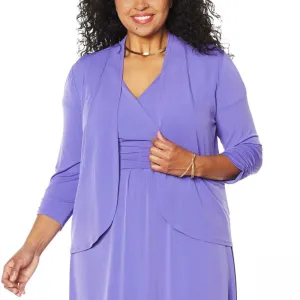 IMAN Plus Size Boho Chic Drape Front Cardigan Deep Purple 1X
