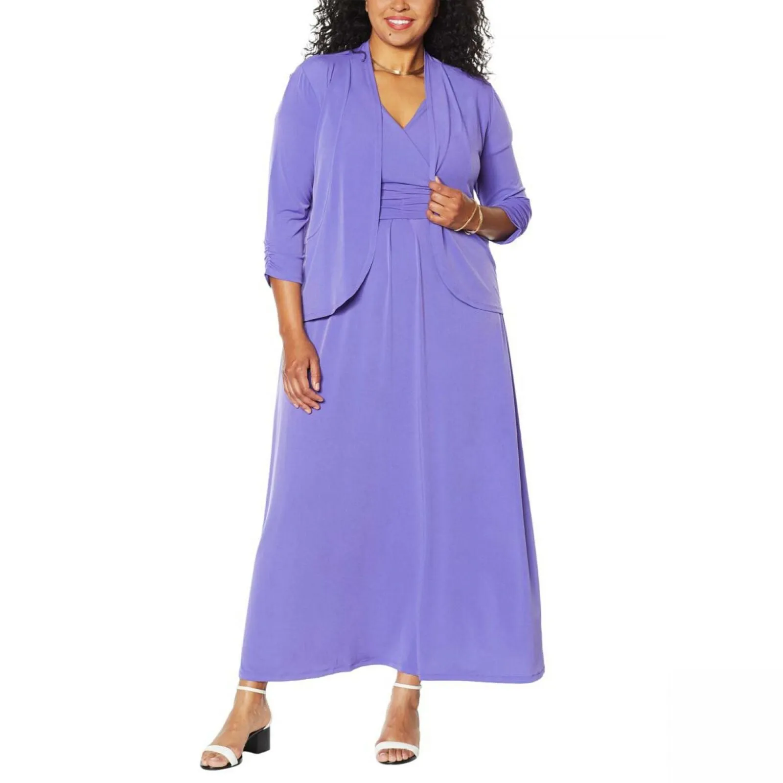IMAN Plus Size Boho Chic Drape Front Cardigan Deep Purple 1X