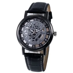 Imitation machinery Watch Men Fashion PU Leahter Men Watch Fashion Dress Business Quartz-Watch Wristwatches For Men Clock #