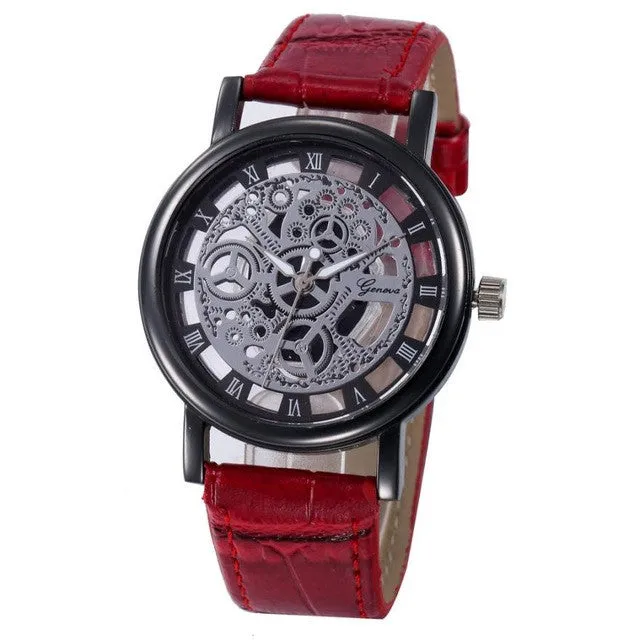 Imitation machinery Watch Men Fashion PU Leahter Men Watch Fashion Dress Business Quartz-Watch Wristwatches For Men Clock #
