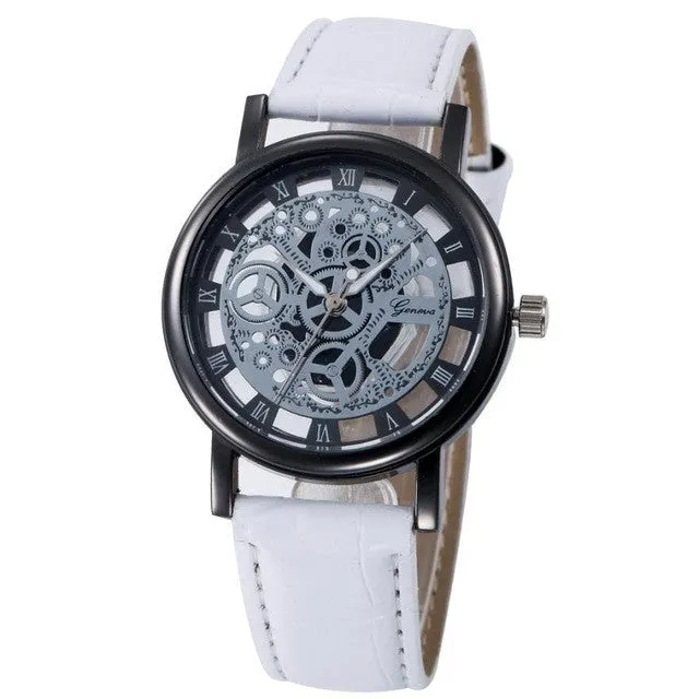 Imitation machinery Watch Men Fashion PU Leahter Men Watch Fashion Dress Business Quartz-Watch Wristwatches For Men Clock #