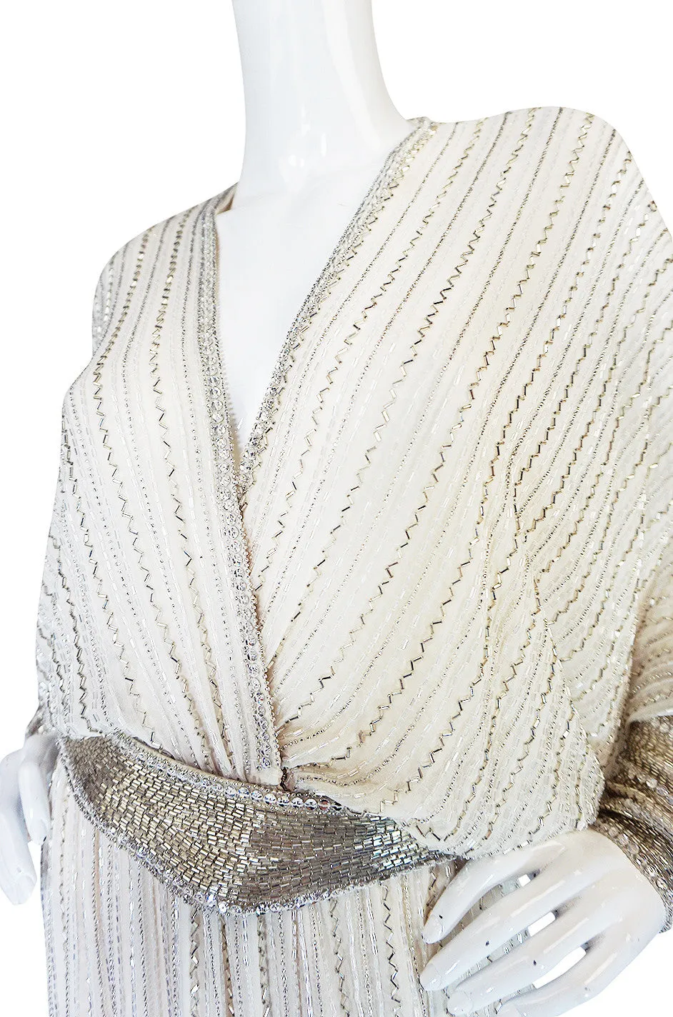 Incredible 1970s Bob Mackie Heavily Beaded Silk Dress