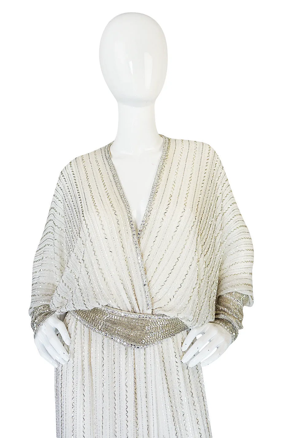 Incredible 1970s Bob Mackie Heavily Beaded Silk Dress