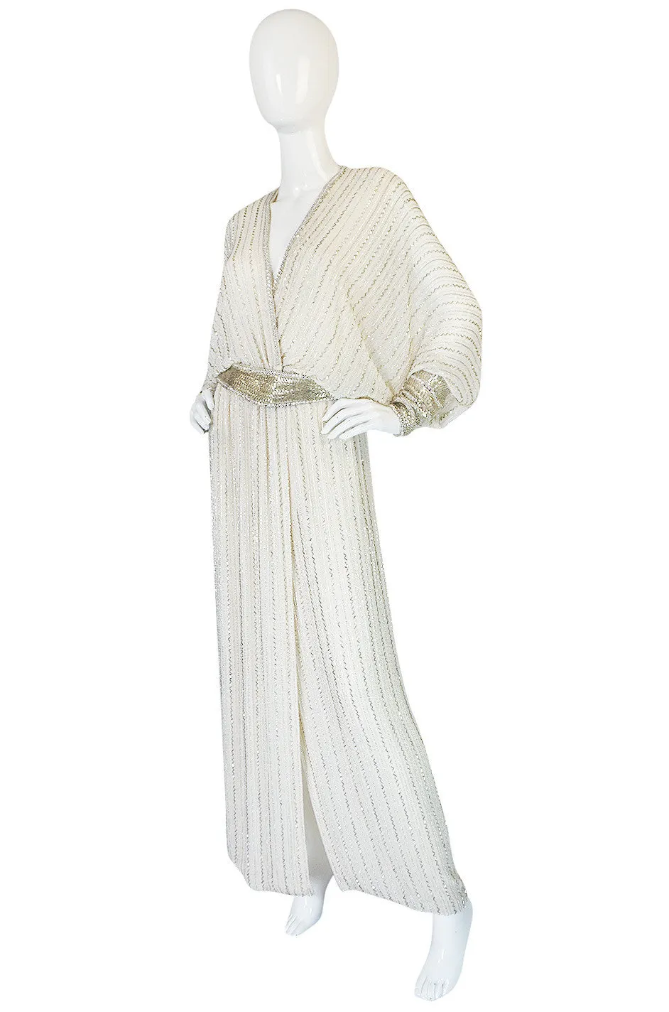Incredible 1970s Bob Mackie Heavily Beaded Silk Dress