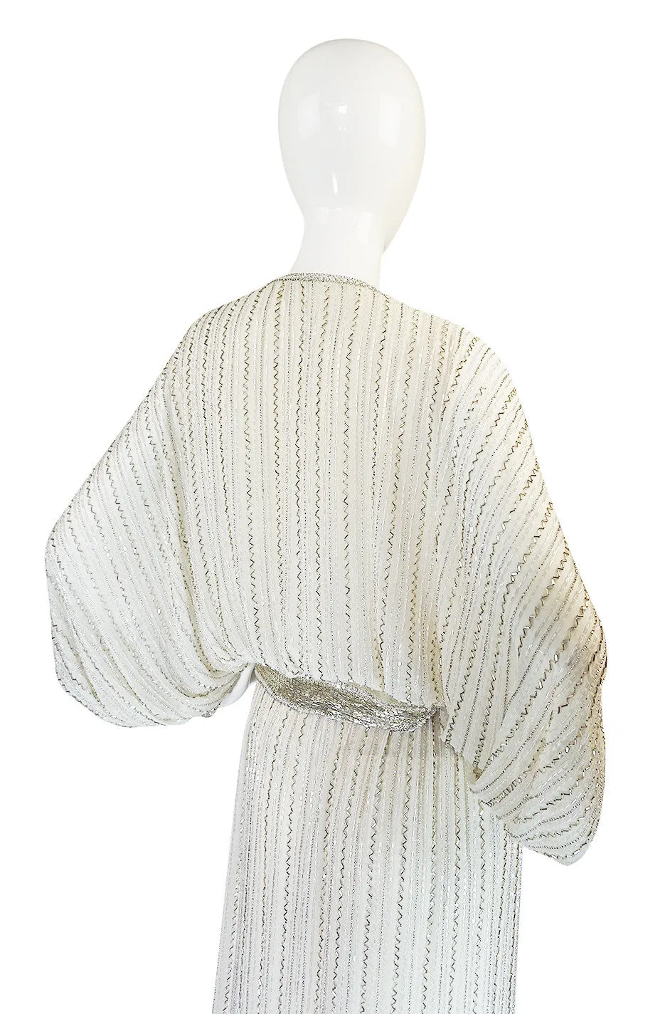 Incredible 1970s Bob Mackie Heavily Beaded Silk Dress