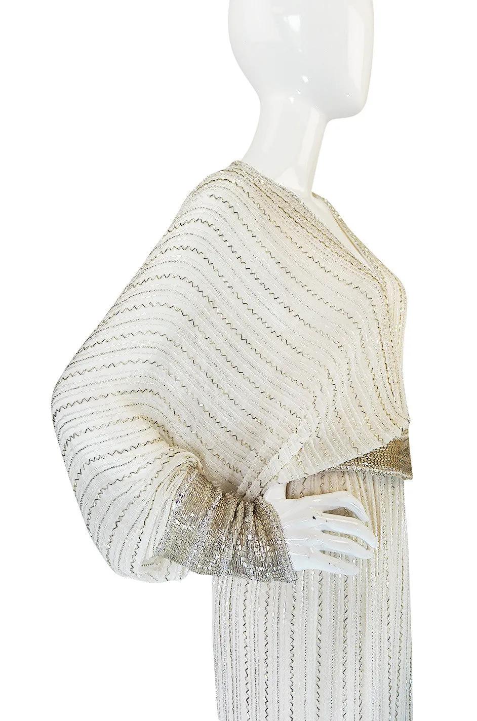 Incredible 1970s Bob Mackie Heavily Beaded Silk Dress