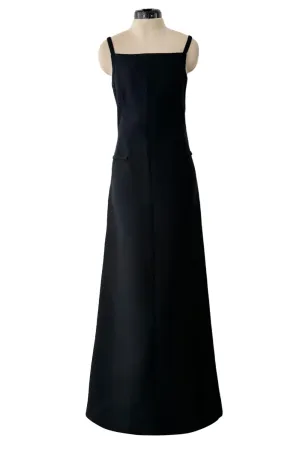 Incredible Fall 1971 Andre Courreges Black Dress w Open Back Detailed w Straps & Bows