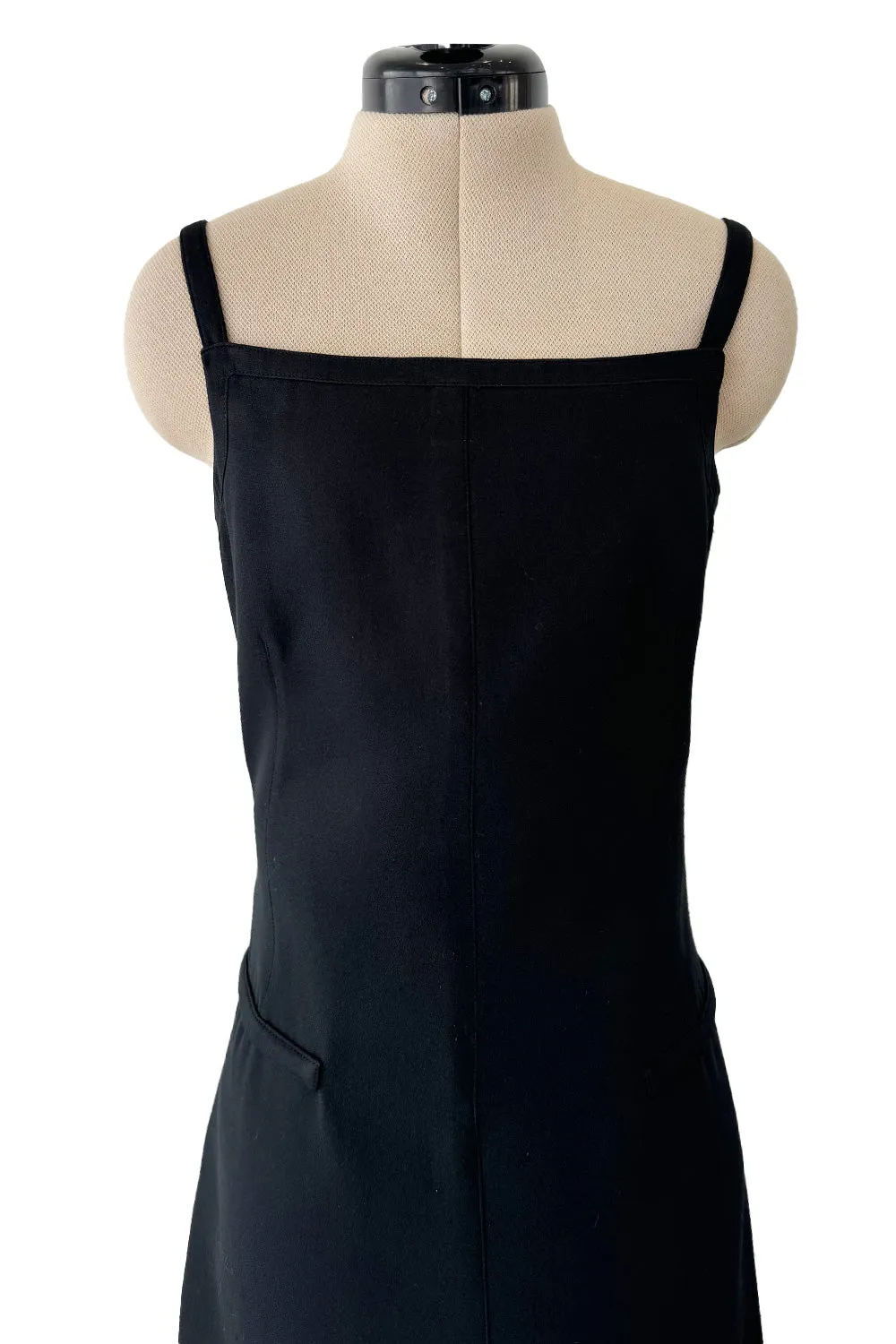Incredible Fall 1971 Andre Courreges Black Dress w Open Back Detailed w Straps & Bows