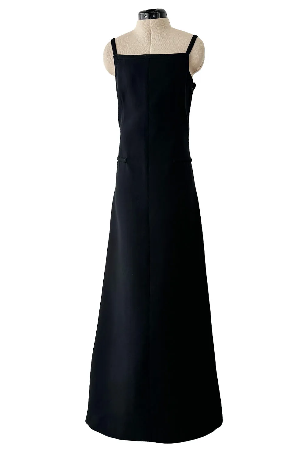 Incredible Fall 1971 Andre Courreges Black Dress w Open Back Detailed w Straps & Bows