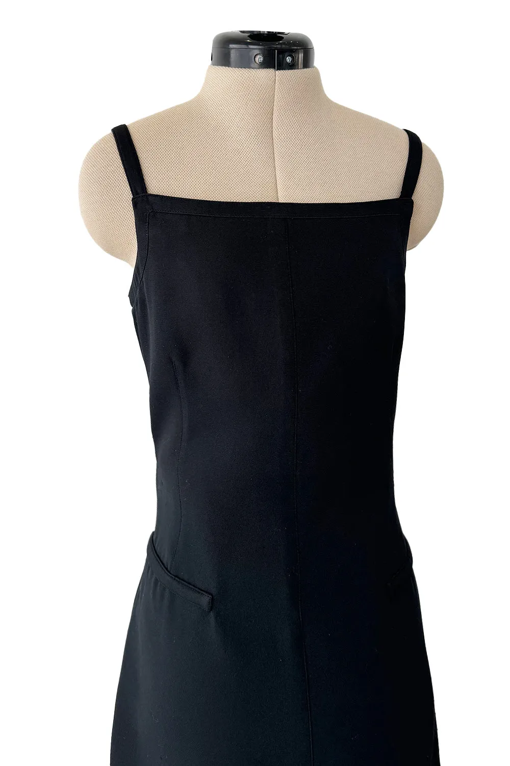 Incredible Fall 1971 Andre Courreges Black Dress w Open Back Detailed w Straps & Bows