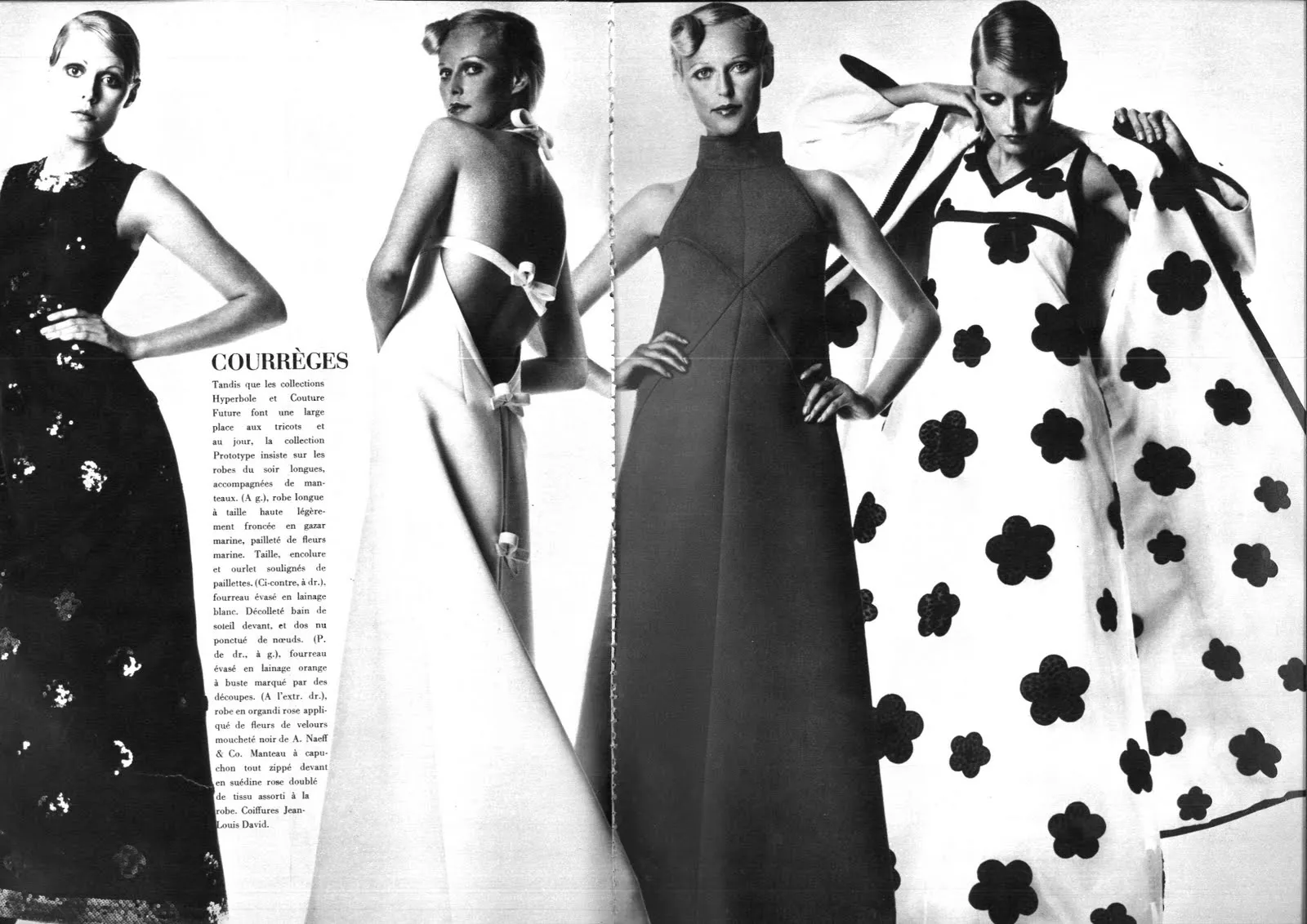 Incredible Fall 1971 Andre Courreges Black Dress w Open Back Detailed w Straps & Bows