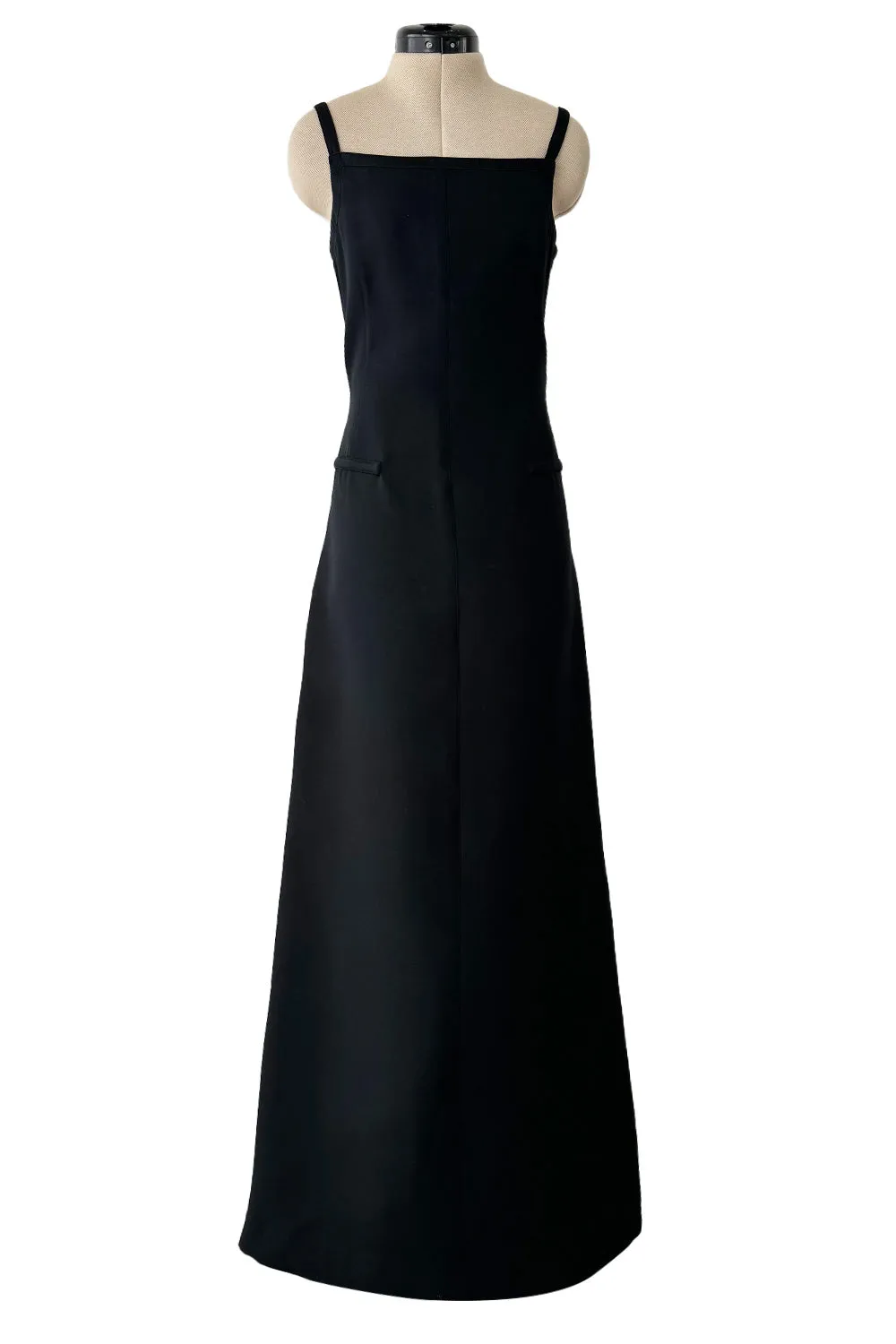 Incredible Fall 1971 Andre Courreges Black Dress w Open Back Detailed w Straps & Bows