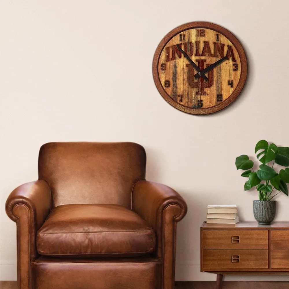 Indiana Hoosiers: Branded "Faux" Barrel Top Wall Clock