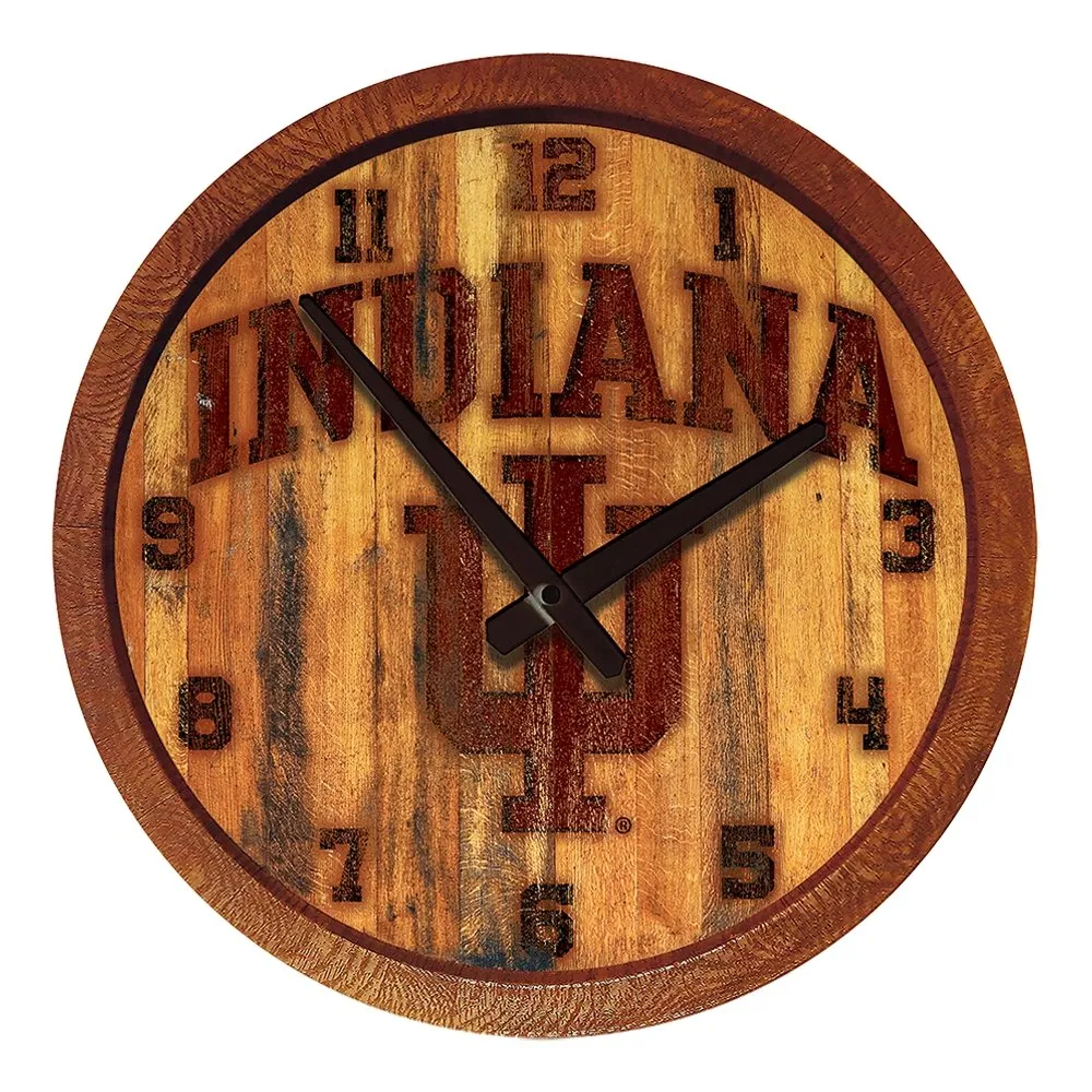Indiana Hoosiers: Branded "Faux" Barrel Top Wall Clock