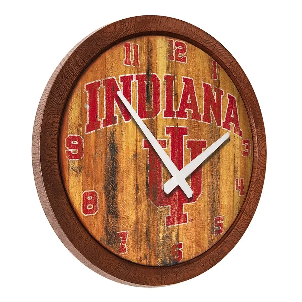 Indiana Hoosiers: Weathered "Faux" Barrel Top Wall Clock