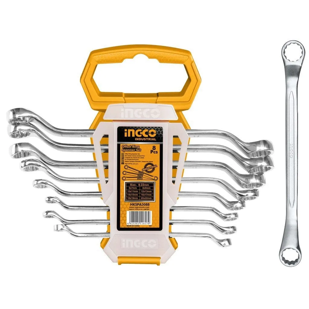 Ingco 8-Piece Offset Ring Spanner Set 6-22mm - HKSPA3088