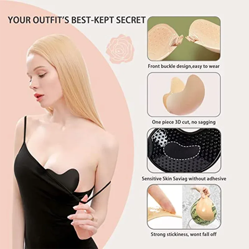 Invisible Silicone Nubra Breast Patch - Hypoallergenic Mango Cup Bra for Women, Non-Falling Off & Thin Design