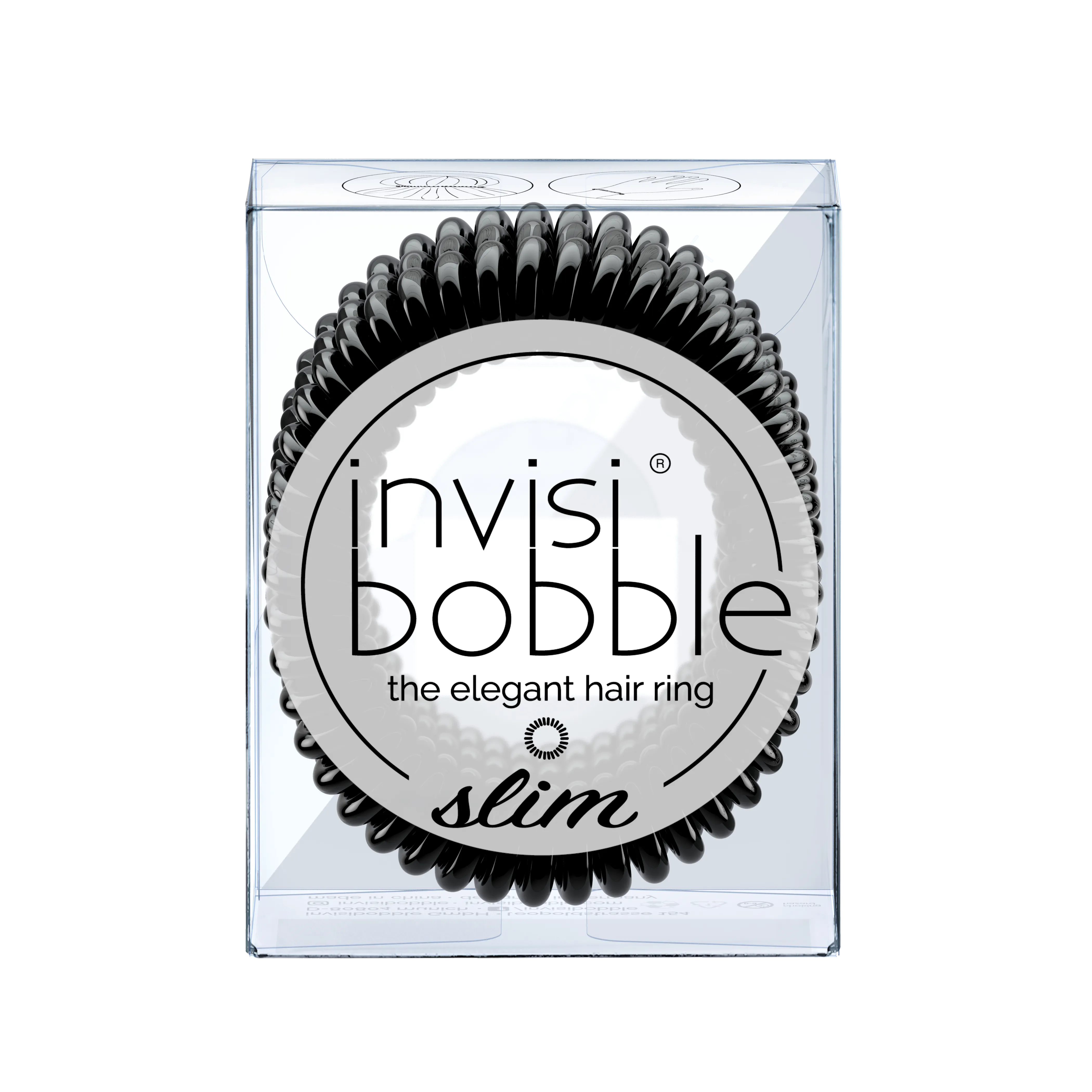 INVISIBOBBLE Original True Black Hair Ties, 3 Pack - Traceless, Strong Hold, Waterproof - Suitable for All Hair Types