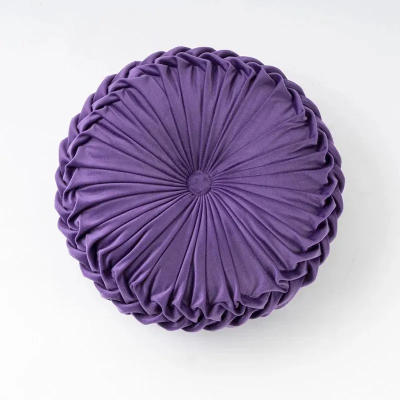 Inyahome Throw Pillow for Couch Decorative 3D Pumpkin Vehicle Wheel Round Velvet Cushion for Sofa Bed Chair Floor Coussin Canapé