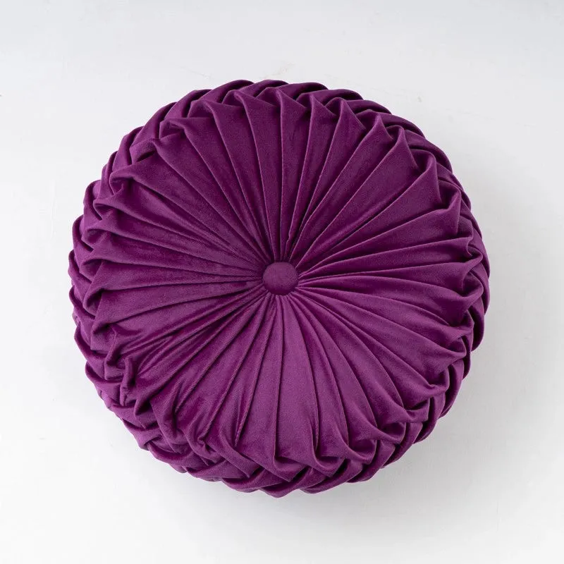 Inyahome Throw Pillow for Couch Decorative 3D Pumpkin Vehicle Wheel Round Velvet Cushion for Sofa Bed Chair Floor Coussin Canapé
