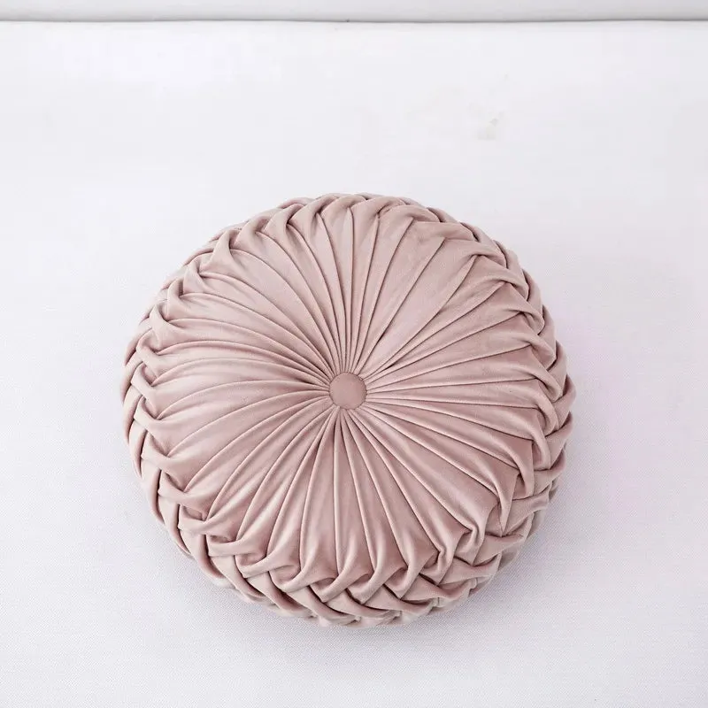 Inyahome Throw Pillow for Couch Decorative 3D Pumpkin Vehicle Wheel Round Velvet Cushion for Sofa Bed Chair Floor Coussin Canapé