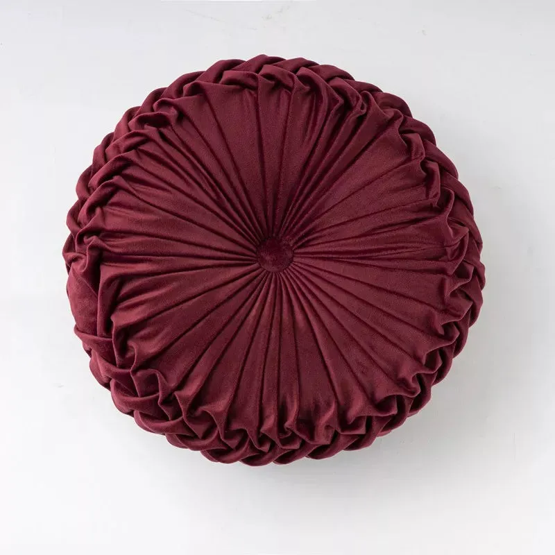 Inyahome Throw Pillow for Couch Decorative 3D Pumpkin Vehicle Wheel Round Velvet Cushion for Sofa Bed Chair Floor Coussin Canapé