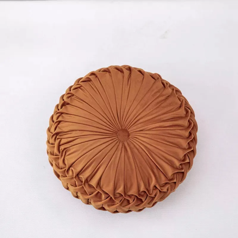 Inyahome Throw Pillow for Couch Decorative 3D Pumpkin Vehicle Wheel Round Velvet Cushion for Sofa Bed Chair Floor Coussin Canapé