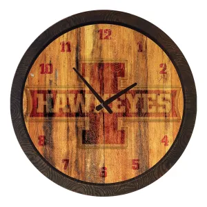 Iowa Hawkeyes: Block I - Weathered "Faux" Barrel Top Wall Clock