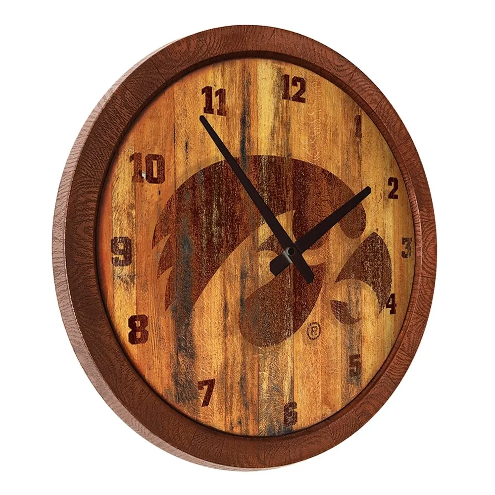 Iowa Hawkeyes: Branded "Faux" Barrel Top Wall Clock