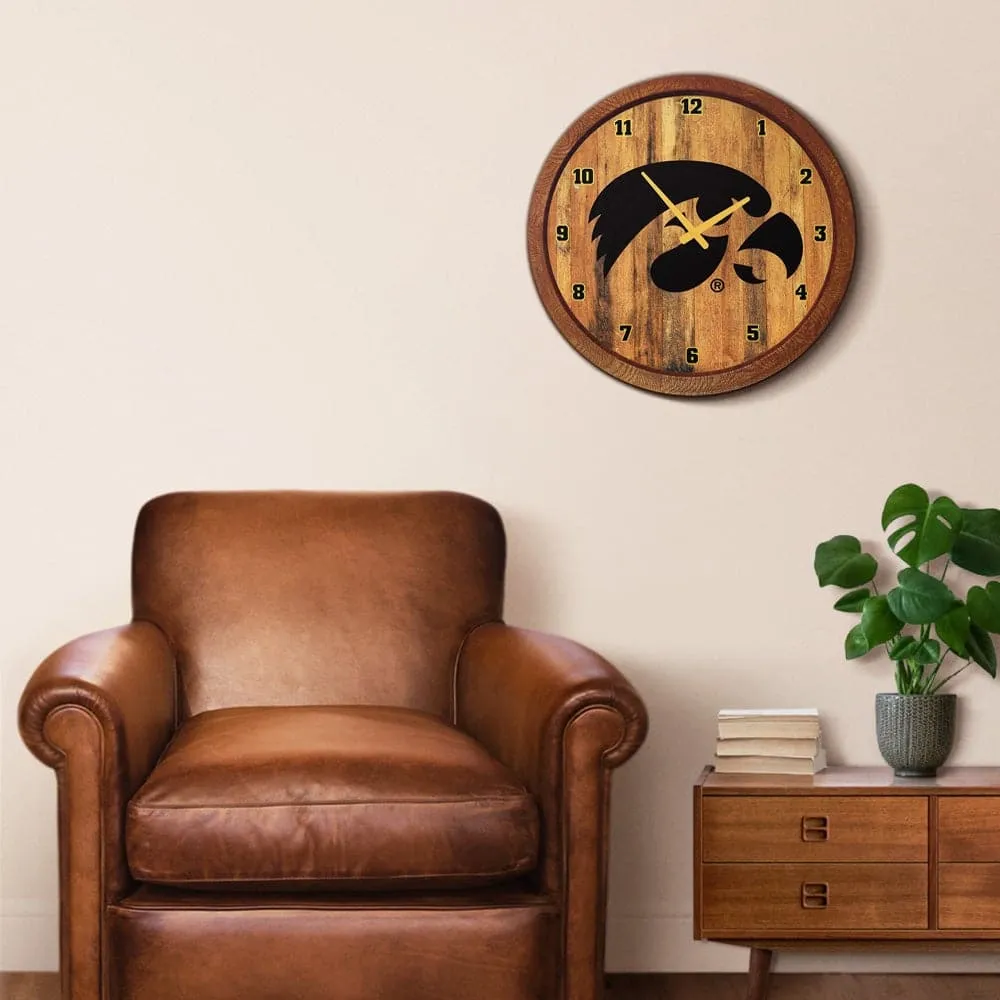 Iowa Hawkeyes: "Faux" Barrel Top Wall Clock