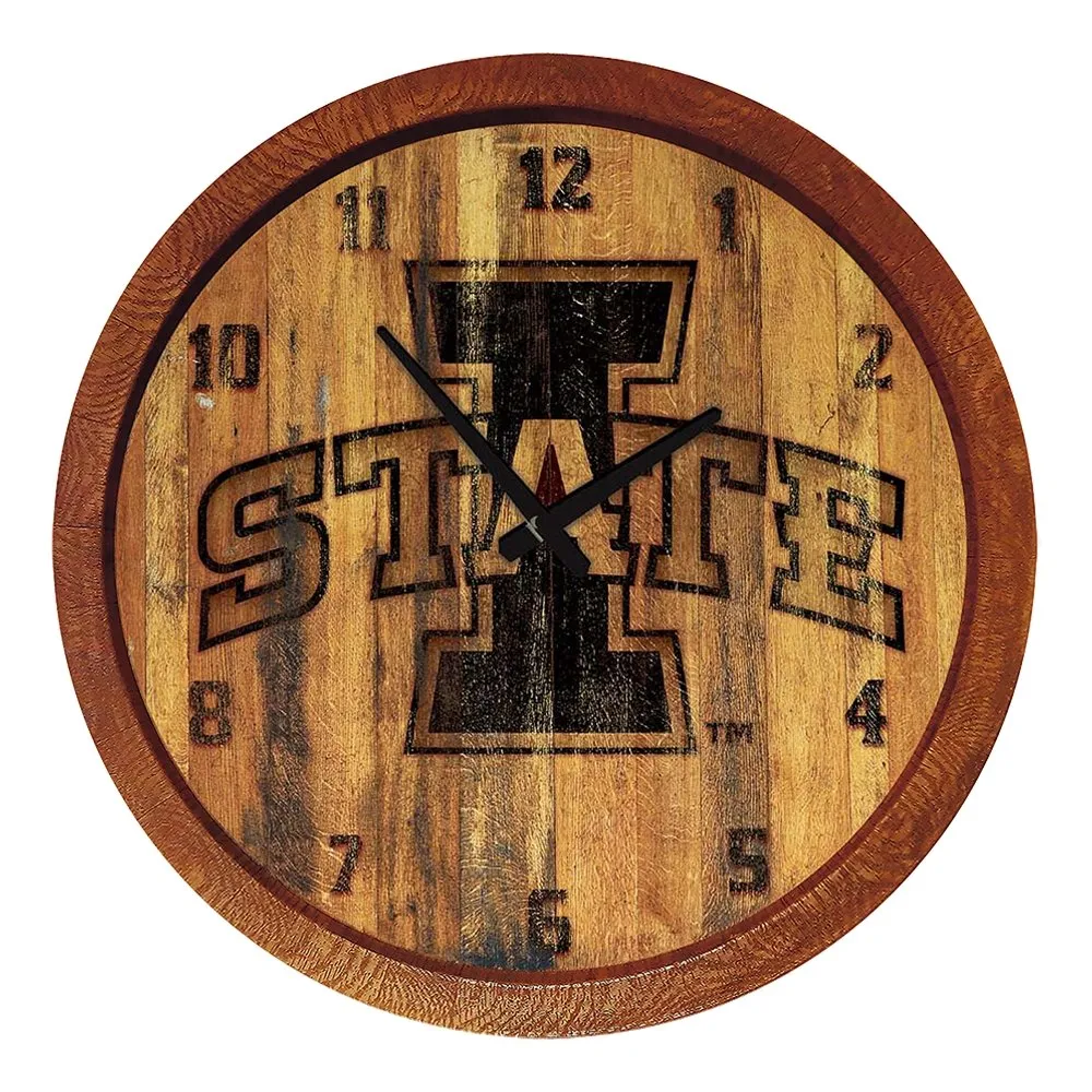 Iowa State Cyclones: Branded "Faux" Barrel Top Wall Clock