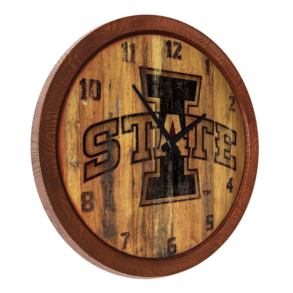 Iowa State Cyclones: Branded "Faux" Barrel Top Wall Clock