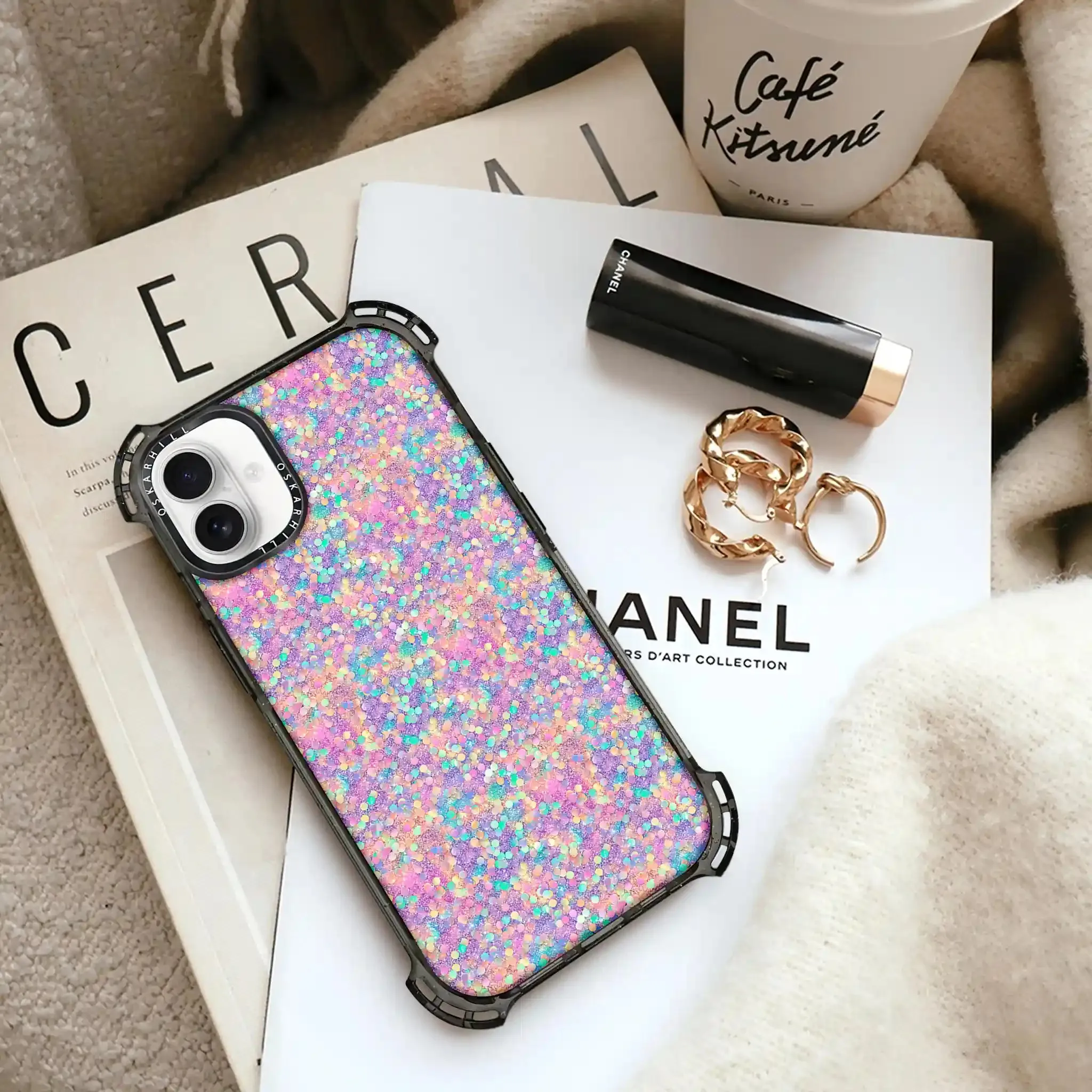 iPhone 16 Plus Case Bounce — Rainbow Dream Glitter