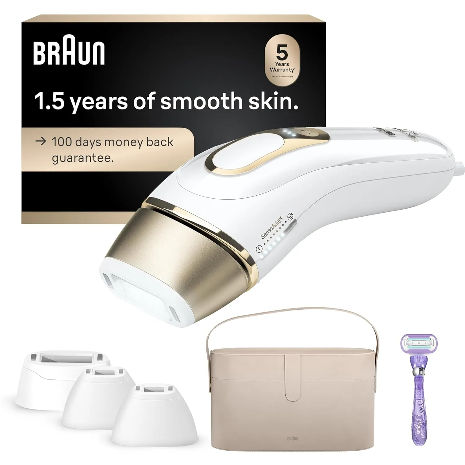 IPL Silk·Expert, at Home Laser Hair Removal, Pro 5 PL5347 Latest Generation IPL, Holiday Gifts for Women and Men, Hair Removal System with Wide Head and Two Precision Heads