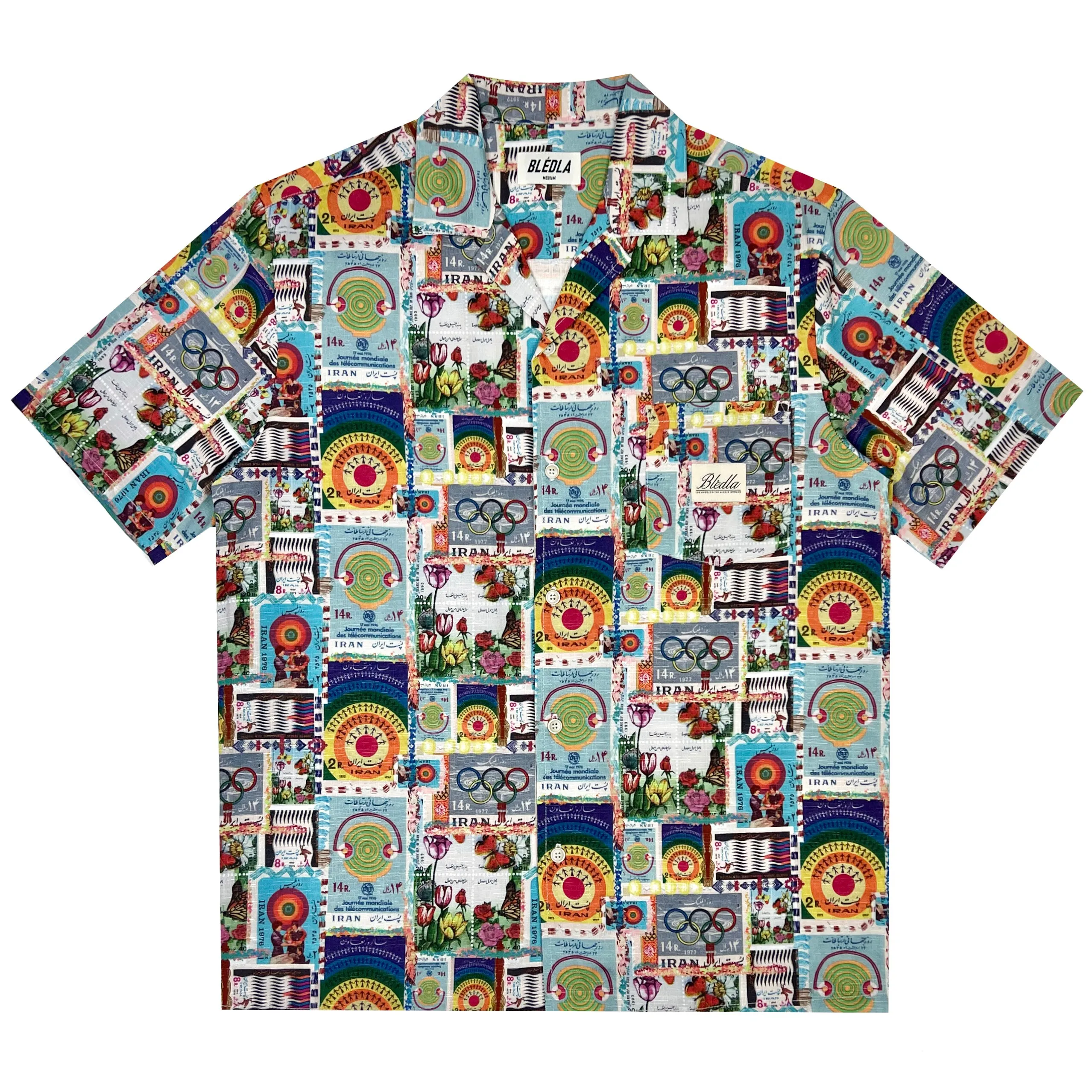 Iran Vintage Stamp Vacation Shirt - Multi