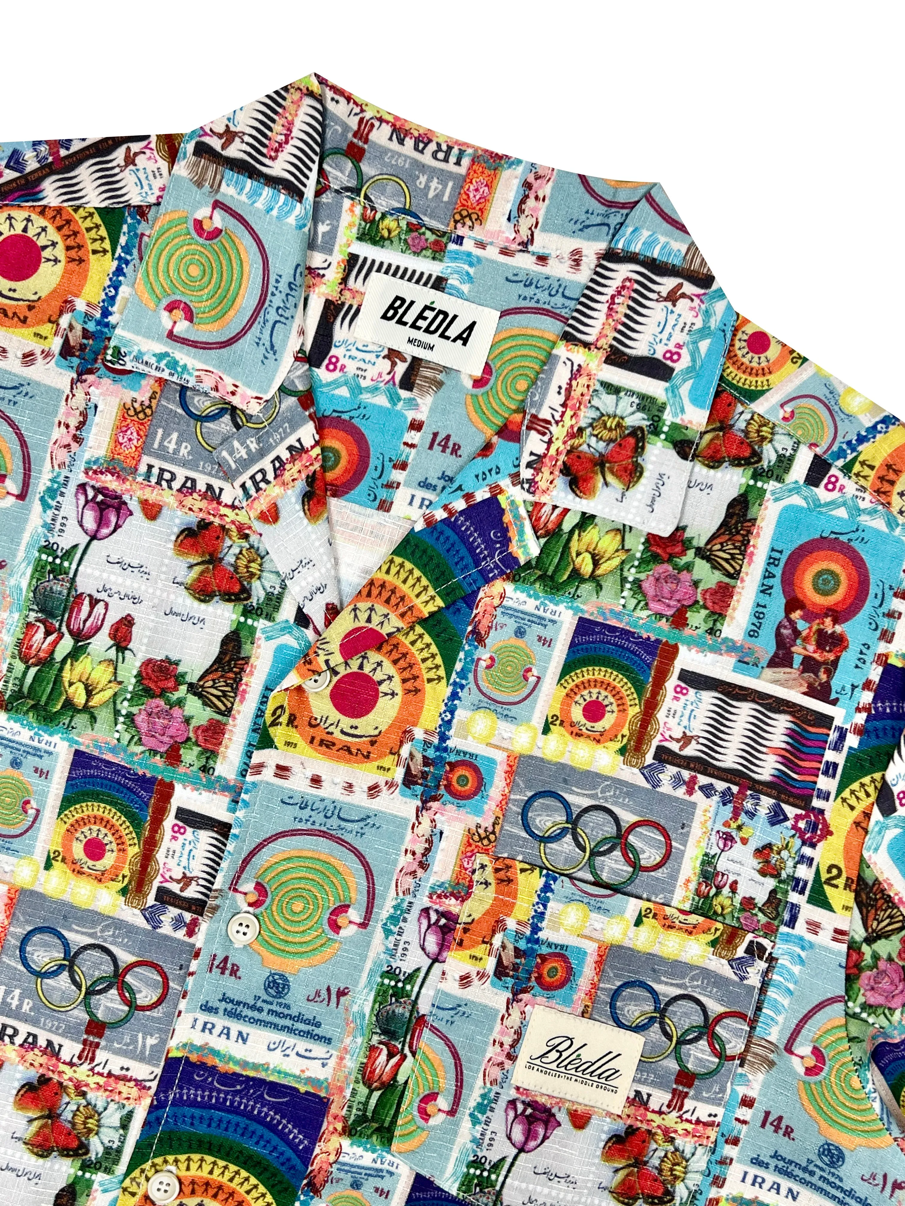 Iran Vintage Stamp Vacation Shirt - Multi