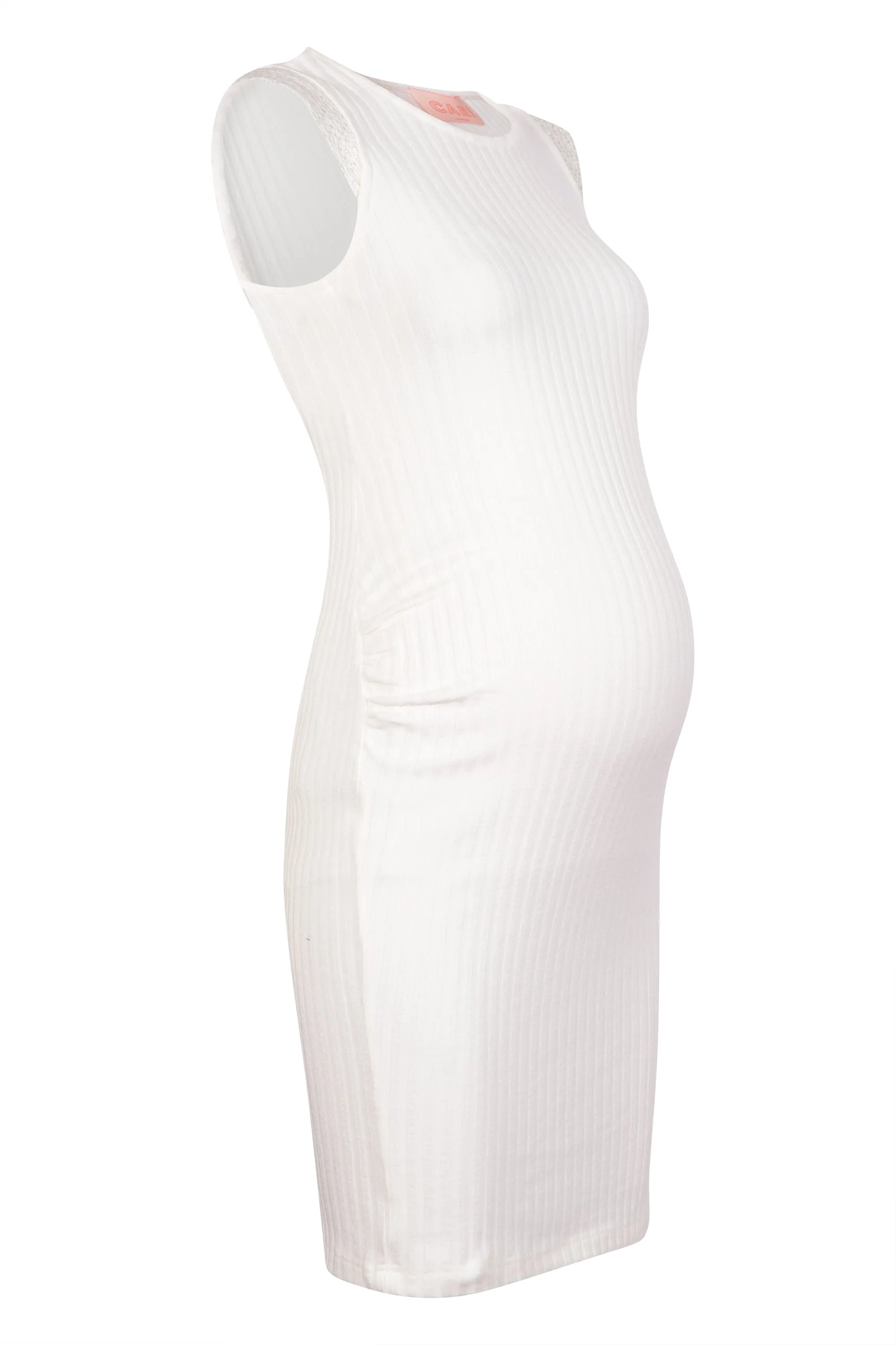 Ivory ribbed short maternity dress