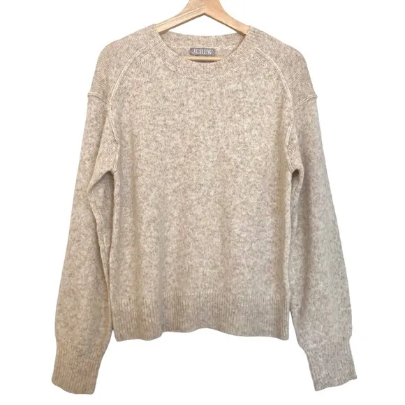 J CREW Relaxed Alpaca Blend Crewneck Pullover Sweater in Oatmeal