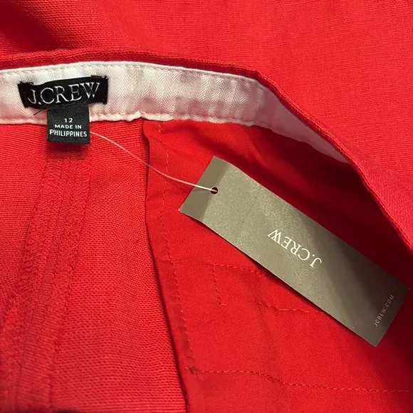 J. Crew Women’s 3&quot; suit short in textured linen blend red Size 12 NWT