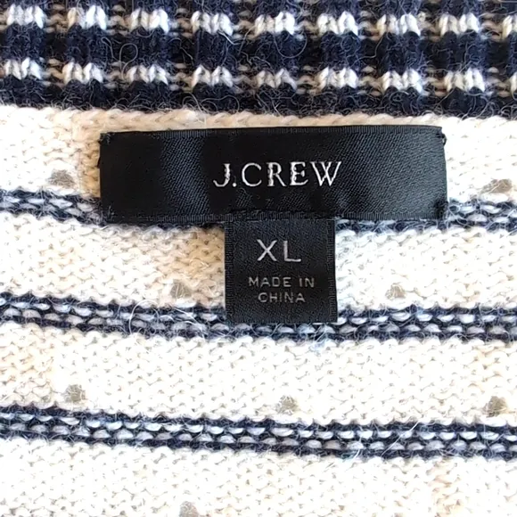 J. Crew Wool Alpaca Blend Striped Long Sleeved Lightweight Sweater Size XL