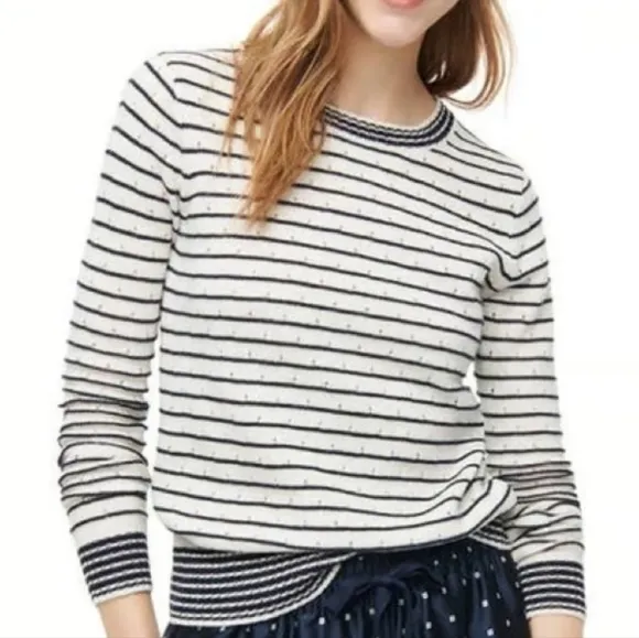 J. Crew Wool Alpaca Blend Striped Long Sleeved Lightweight Sweater Size XL
