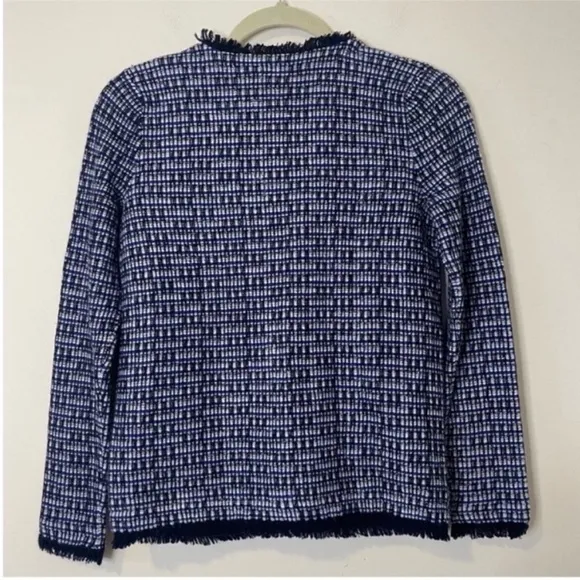 J Crew Wool Tweed Fringe Preppy Sweater Classy Jacket Old Money Womens XXS