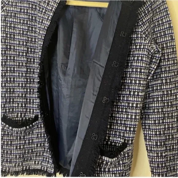 J Crew Wool Tweed Fringe Preppy Sweater Classy Jacket Old Money Womens XXS