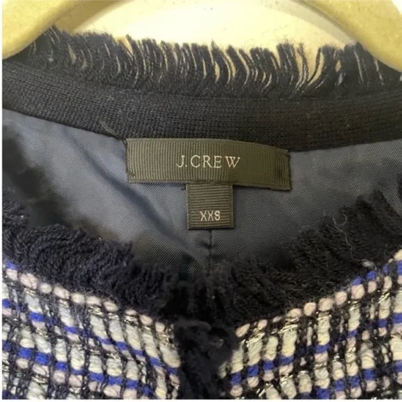 J Crew Wool Tweed Fringe Preppy Sweater Classy Jacket Old Money Womens XXS