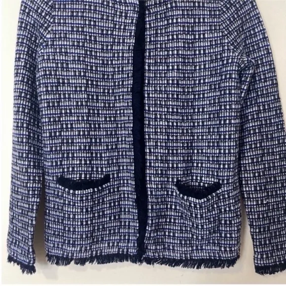 J Crew Wool Tweed Fringe Preppy Sweater Classy Jacket Old Money Womens XXS