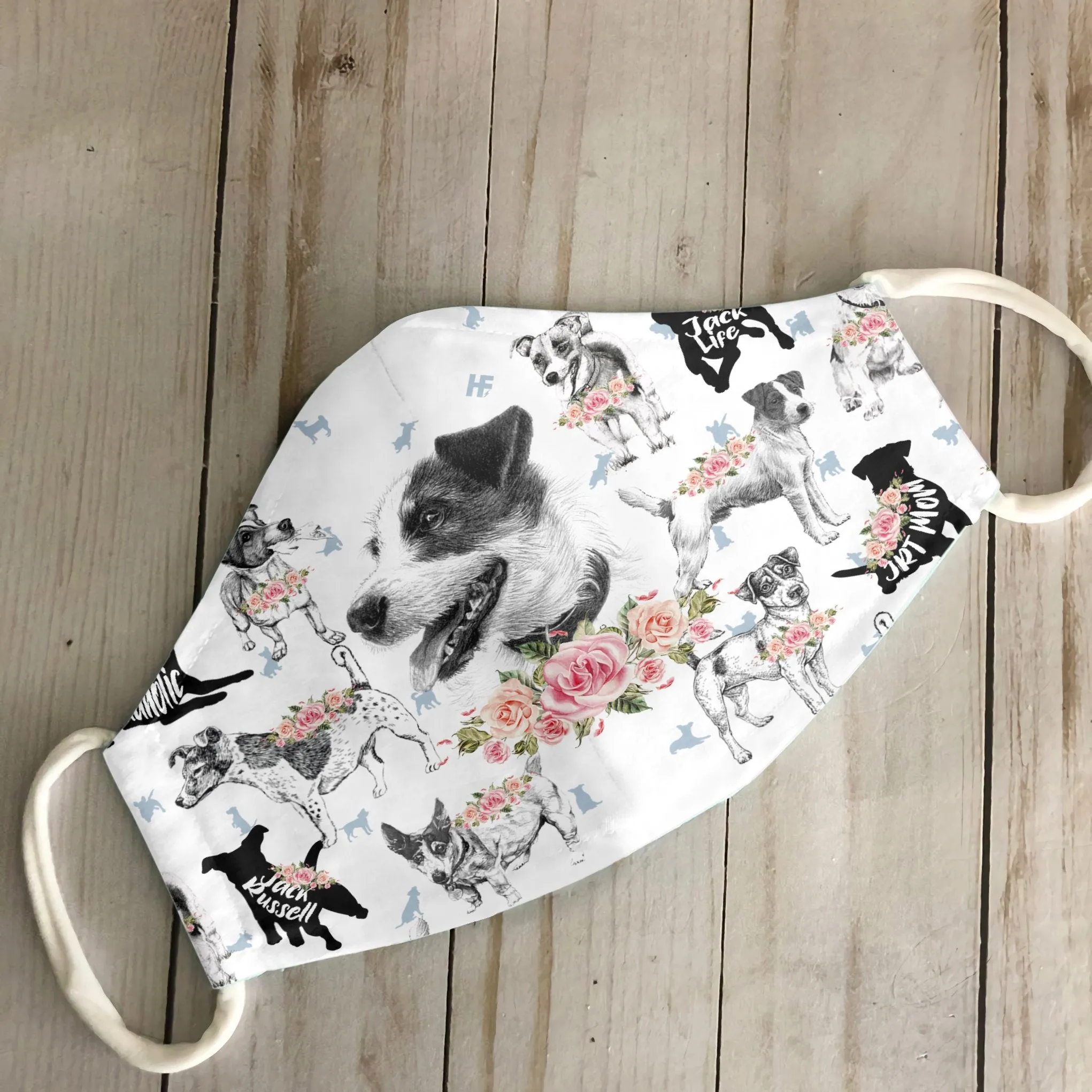 Jack Russell Terrier Floral Vintage EZ07 2606 Face Mask