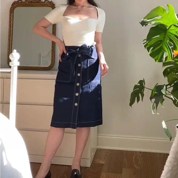 J.Crew button-front skirt in stretch linen 00