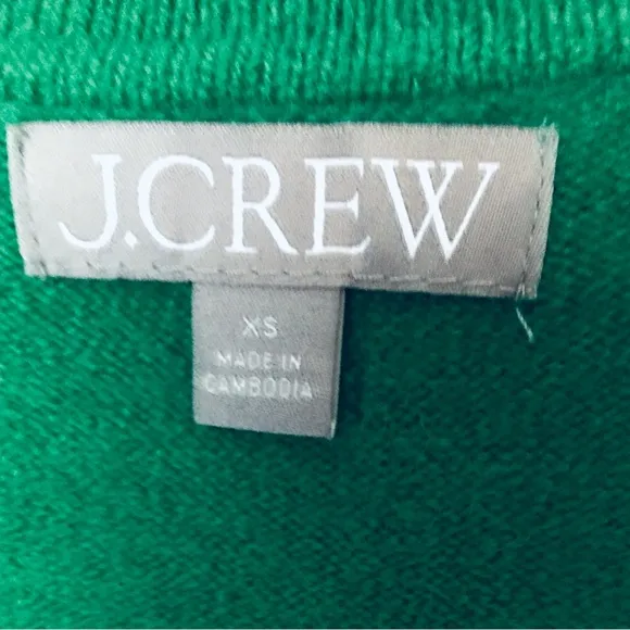 J.CREW Long Sleeve Polo Merino Wool/Alpaca Blend Pullover Sweater In Green Sz XS